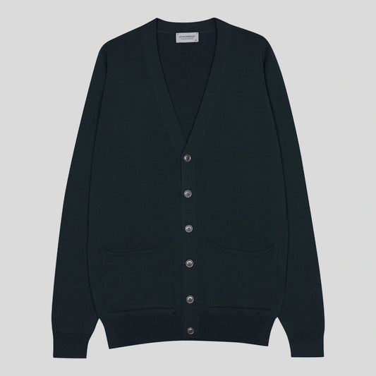 JSY BARRATT Men Merino Wool Cardigan Orion Green