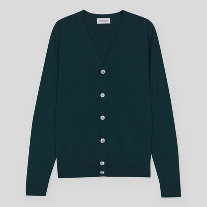 JSY BURLEY Men Merino V-Neck Cardigan Richardson Green