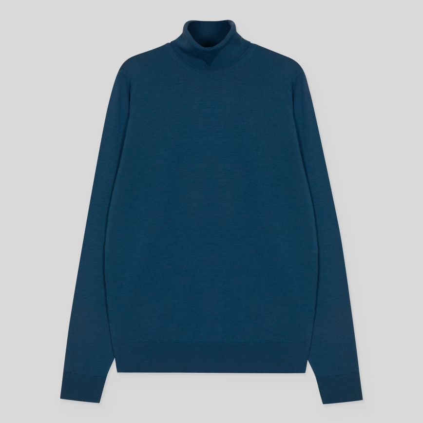 JSY CHERWELL Merino Wool Roll Neck Pullover Montagu Blue