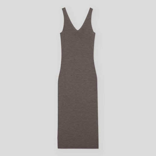 JSY CHESSIE Women Merino Ribbed Sleeveless  Dress Mushroom