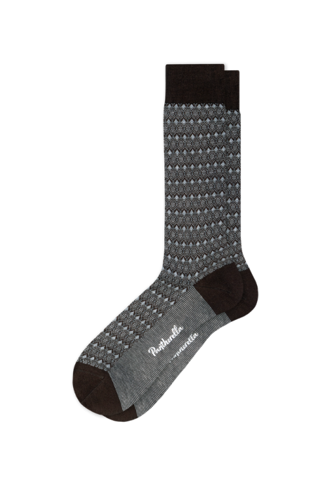 PTA CONNELL Two-Tone Geometric Lisle Cotton Socks