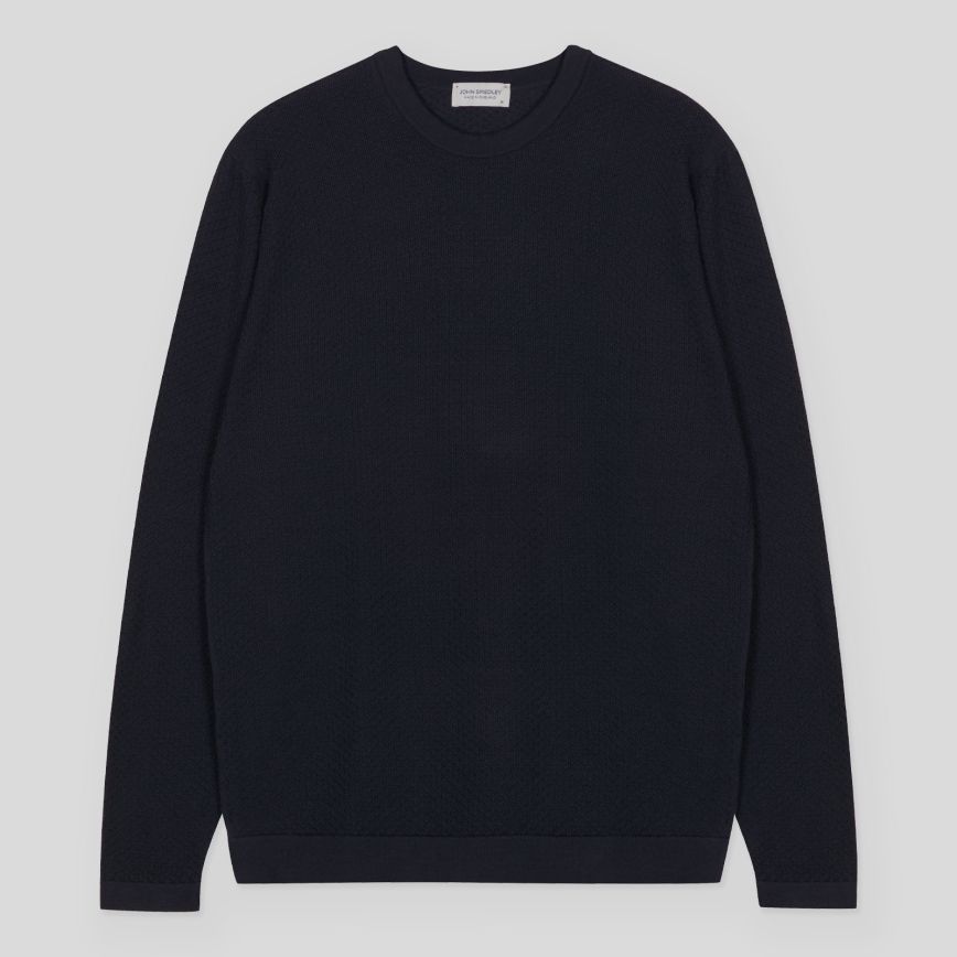 JSY DONALL Textured Sea Island Cotton Jumper Navy