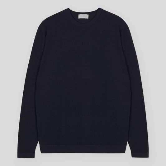 JSY DONALL Textured Sea Island Cotton Jumper Navy
