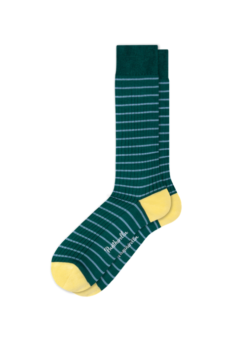 PTA DOWNE 5 X 1 Rib With Fine Stripe & Contrasting Heel & Toes Cotton Socks