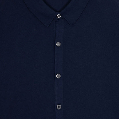 JSY FOLKE Men Sea Island Cotton Full Button Shirt Navy