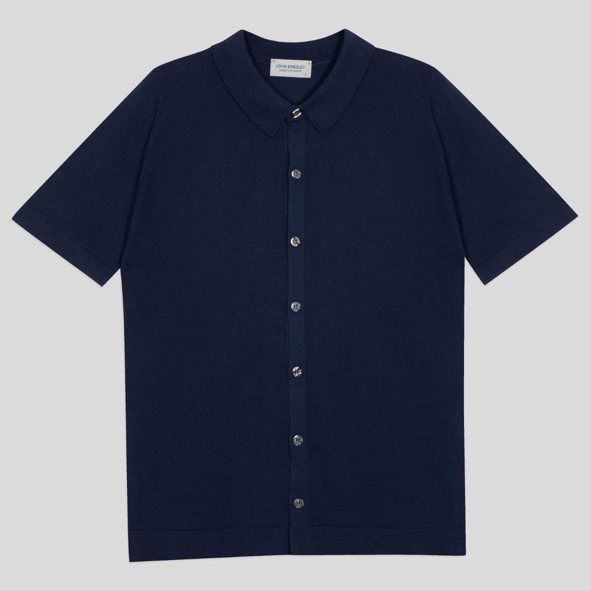 JSY FOLKE Men Sea Island Cotton Full Button Shirt Navy