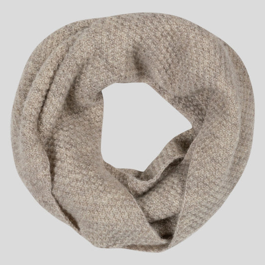 JSY GABLE Moss Stitch British Wool Snood Natural