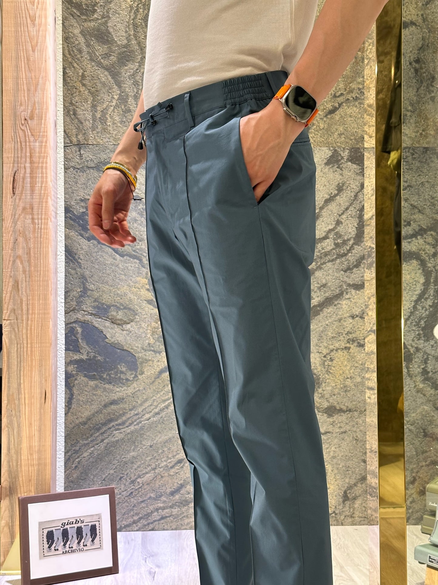 GBS MASACCIO/M1 Cotton Blend Trousers Light Blue