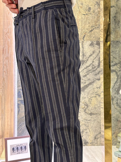 GBS MASACCIO/M1 Seersucker Trousers Navy Stripe