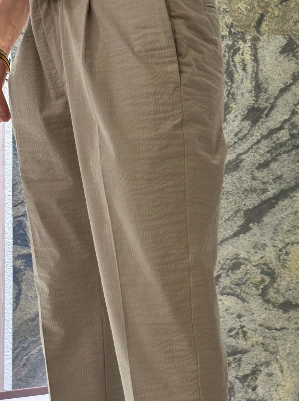 GBS DANTE 700/P Seersucker Trousers Beige