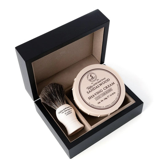 TYR Sandalwood Shaving Cream & Shaving Brush in Wooden Gift Box