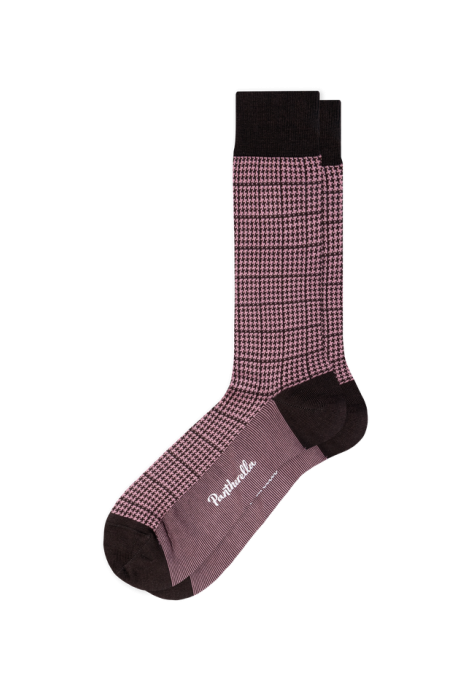 PTA LEWYN Houndstooth Overcheck Lisle Cotton Socks