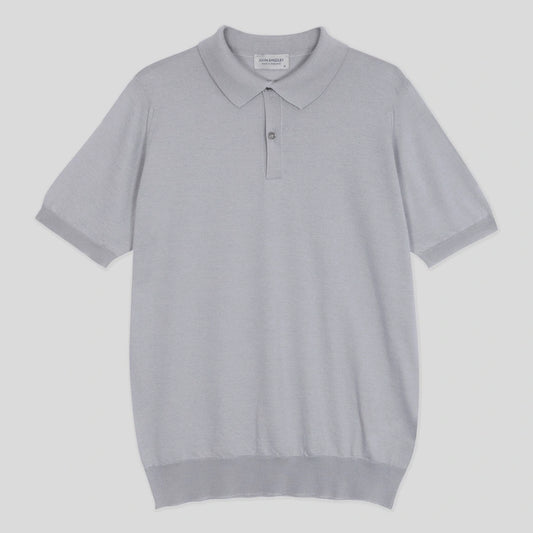 JSY Men Merino X Cotton Polo Shirt Silver Birch
