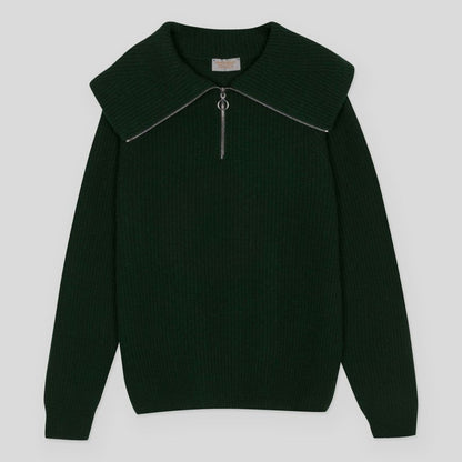 JSY NEWRY Women Cashmere X Merino Half Zip Sweater Douglas Fir
