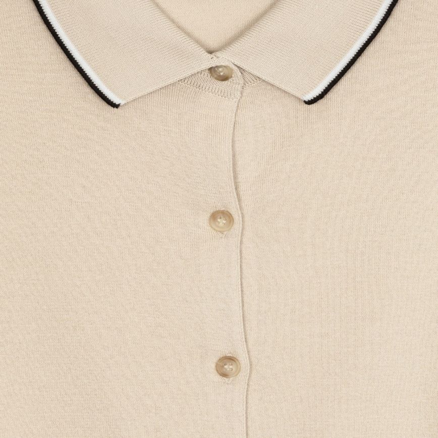 JSY ROMIE Women Sea Island Cotton Straight Collar Shirt LS Col. 1 Almond / White / Black