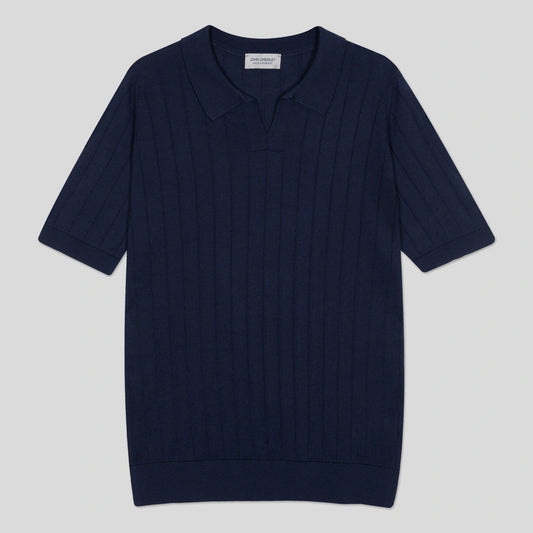 JSY ROPER Men Sea Island Cotton Ribbed Shirt French navy