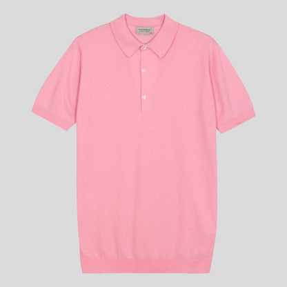 JSY ROTH Men Sea Island Cotton Polo Shirt Glass Pink