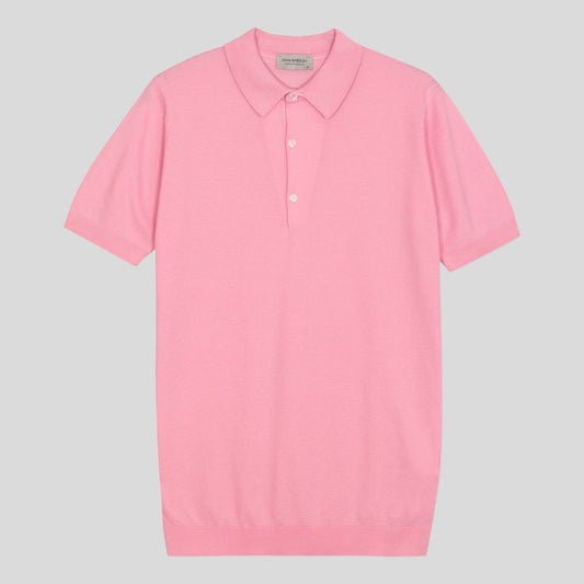 JSY ROTH Men Sea Island Cotton Polo Shirt Glass Pink