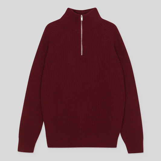 JSY RYKER Men Cashmere X Merino Half Zipped Pullover Garnet