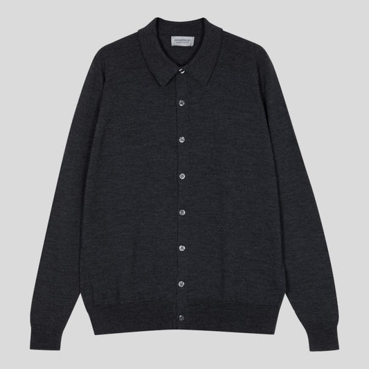 JSY TIBOR Men Merino Collar Shirt Charcoal