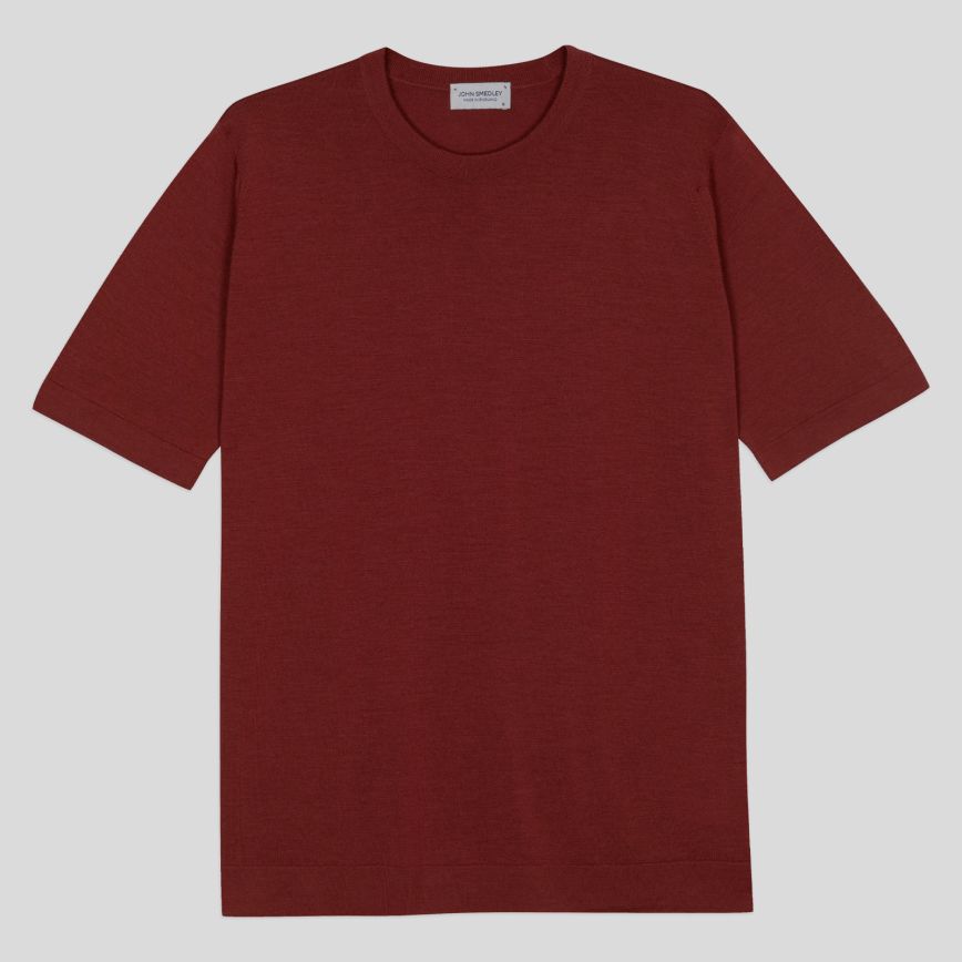 JSY TOBIAS Men Merino Wool CN SS T-Shirt Red Jasper