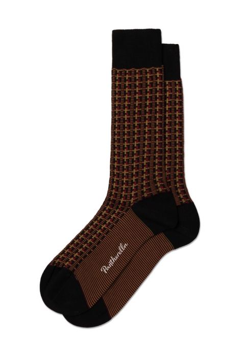 PTA RANDOLPH Vertical 3 Colour Box Jacquard Lisle Cotton Socks