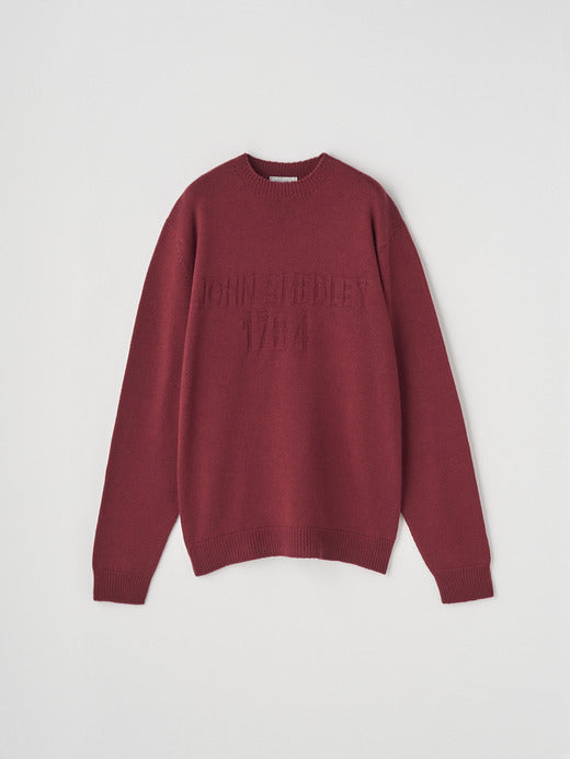 JSY 1784s Logo Intarsia Merino Crew Neck Pullover Woolf Red