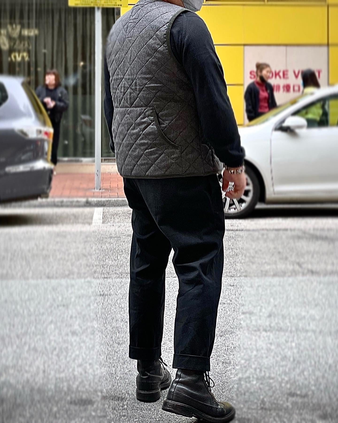 LAVENHAM x HOUSES HIGHTOWN Light Weight Wool Tweed Gilet Charcoal