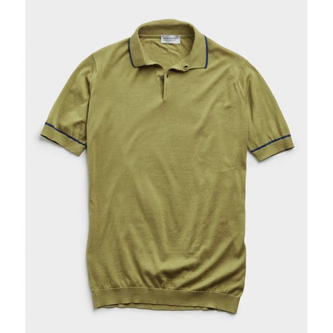 JSY SPRING Straight Collar Cotton Polo Willow/ Indigo