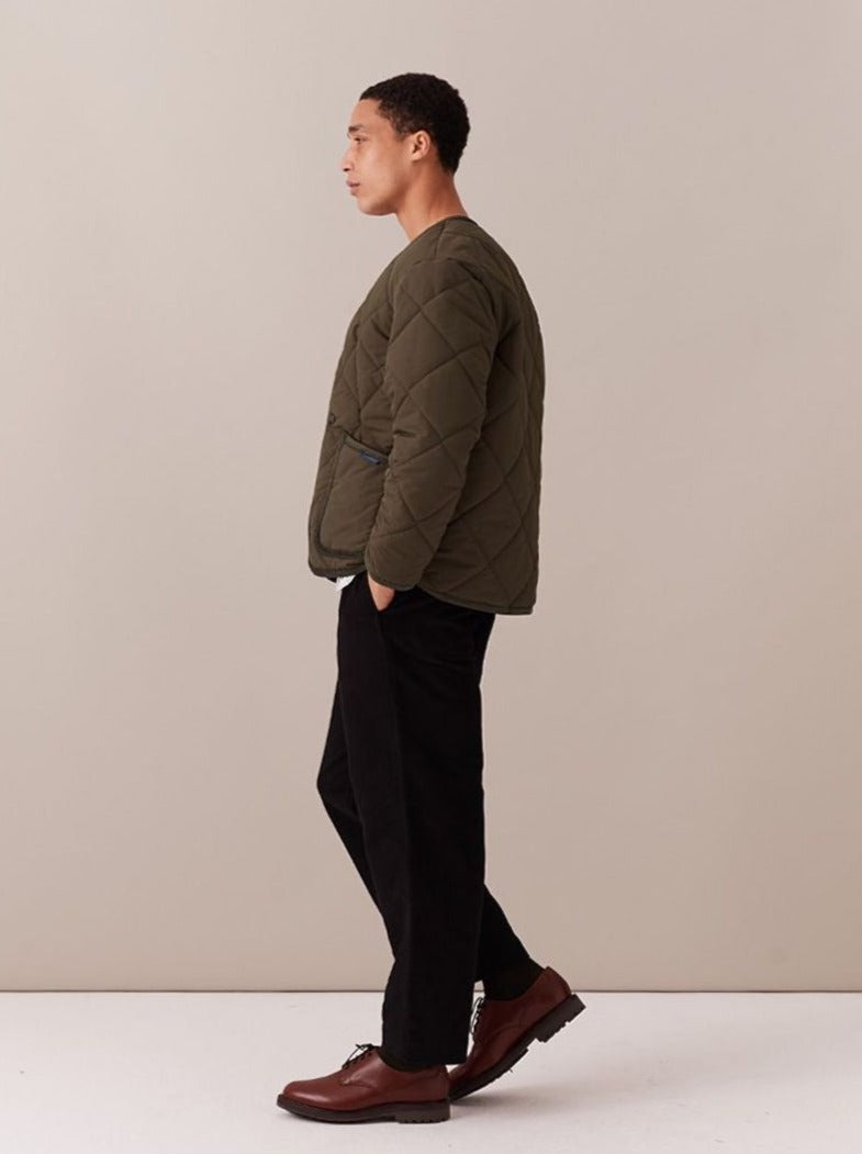 LVH BIG QUILT COLLARLESS Jacket Olive Green
