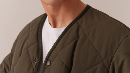 LVH BIG QUILT COLLARLESS Jacket Olive Green