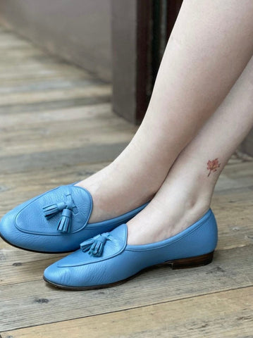 BLG Women SAGAN Deerskin Tassels Loafers Bleu