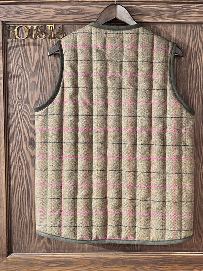 LVH x HOUSES THORNHAM Shetland Wool Tweed Quilted Gilet Sage