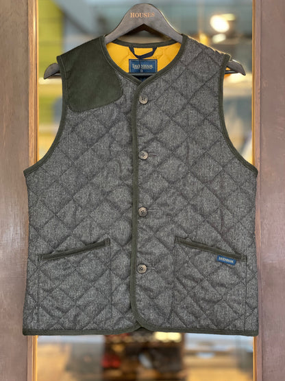 LAVENHAM x HOUSES HIGHTOWN Light Weight Wool Tweed Gilet Charcoal