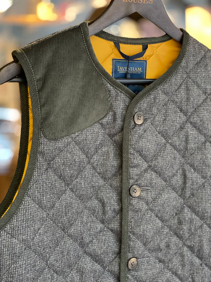 LAVENHAM x HOUSES HIGHTOWN Light Weight Wool Tweed Gilet Charcoal