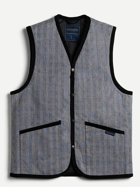 LVH DUBLIN Dry Waxed Cotton Gilet Prince Of Wales Check