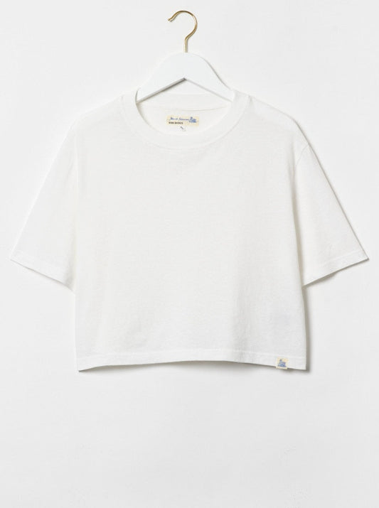 MZB Women's WCCT07 Loose Cropped Crew Neck T-Shirt White