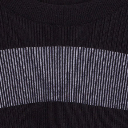 JSY BAYLY Women Sea Island Cotton Sweater RN LS Col2. Navy White