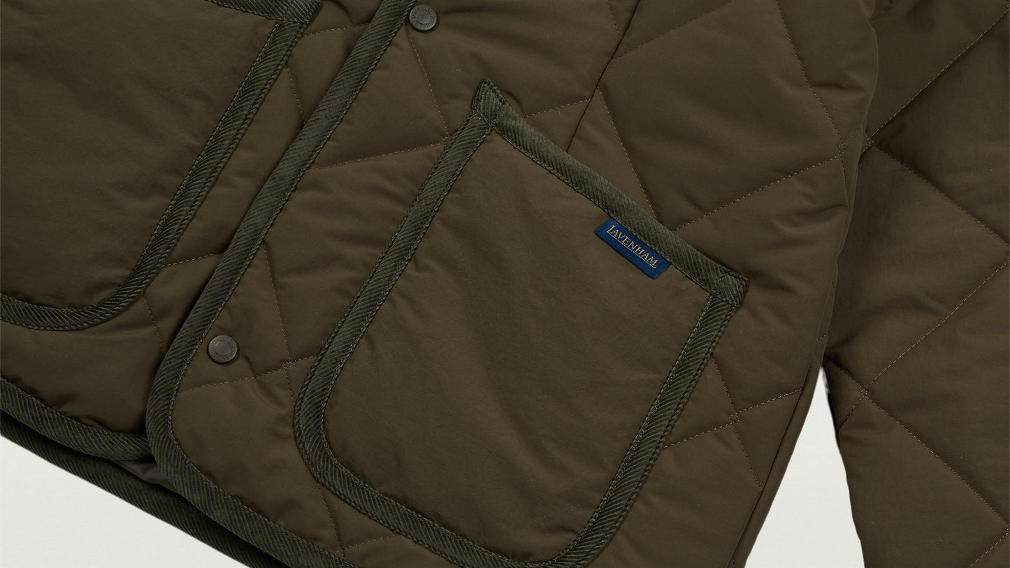LVH BIG QUILT COLLARLESS Jacket Olive Green