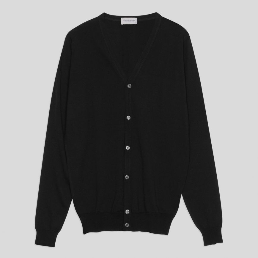 JSY CPETWORTH Men Merino x Cotton Cardigan VN LS Black