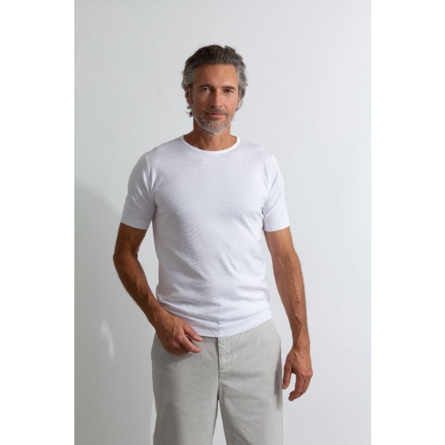 JSY BELDEN Men Sea Island Cotton T-Shirt CN SS White