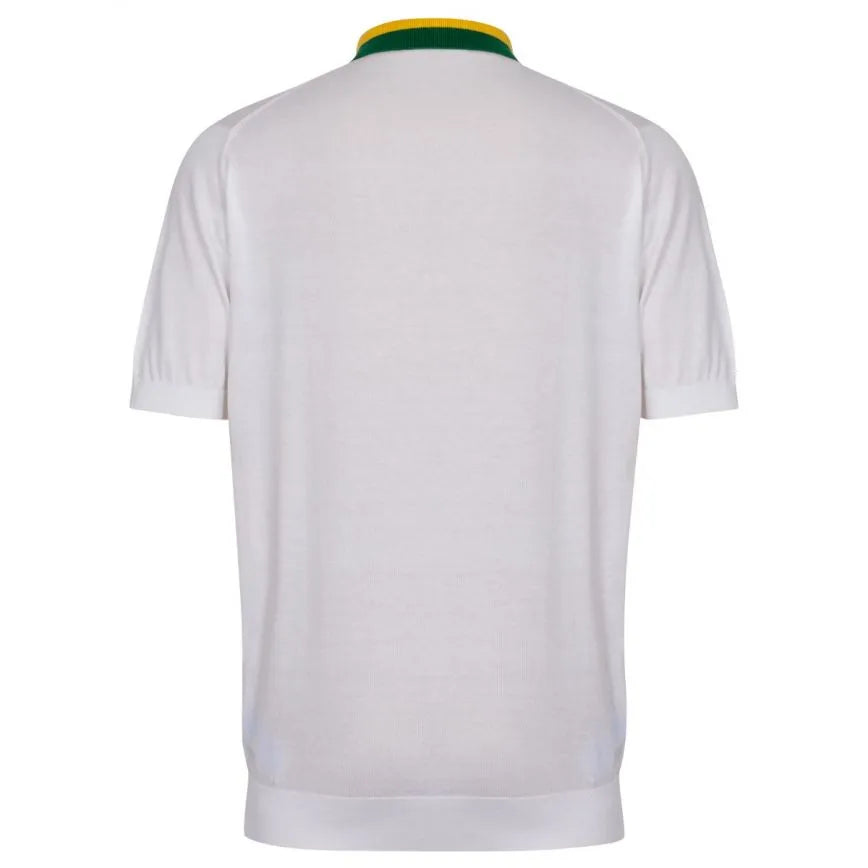 JSY GILSON Men Sea Island Cotton Shirt White/ Scotch Green/ Summer Gold