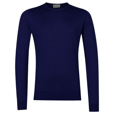 JSY HATFIELD Men Sea Island Cotton Pullover CN LS Marine Blue