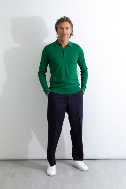 JSY ELSTON Men Sea Island Cotton Shirt LS Scotch Green