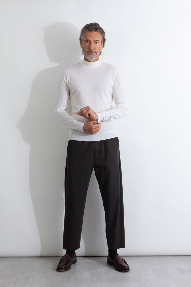 JSY HARCOURT Men Merino Wool Pullover MN LS Snow White