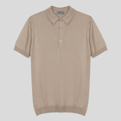 JSY ADRIAN Men Sea Island Cotton Polo Shirt Almond