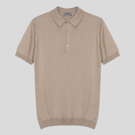 JSY ADRIAN Men Sea Island Cotton Polo Shirt Almond