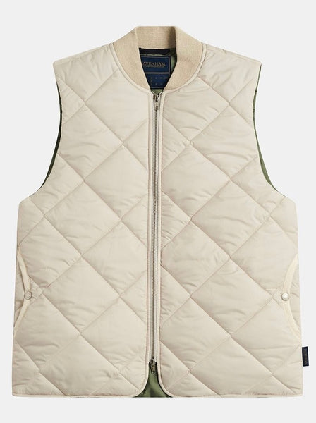 LVH Mens Big Quilt Lavenster Bomber Gilet Moonbeam Silver