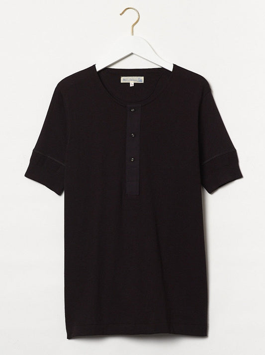 MZB Men's 103 Classic Henley 5.5oz Deep black