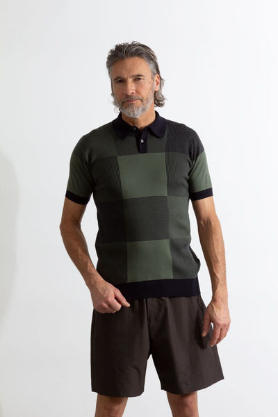 JSY SEYMOUR Men Sea Island Cotton Tubular Shirt LS Col1 Navy/ Palm